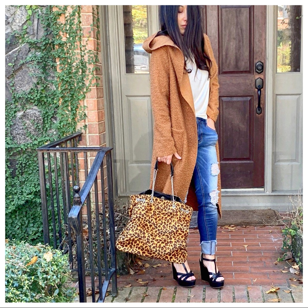 ✨MADE IN ITALY✨ Rust Chic Hooded belted coat - Picture 2 of 8